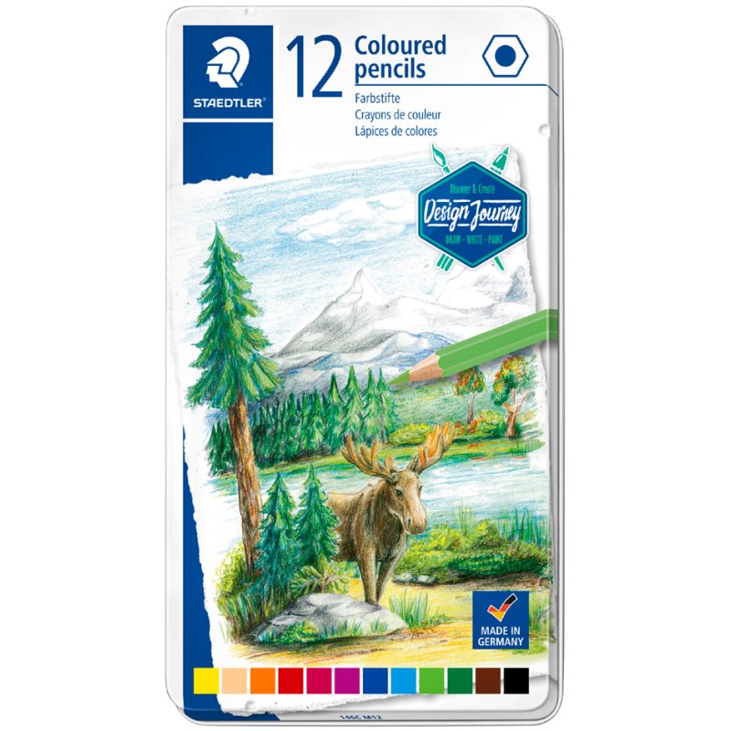 STAEDTLER crayons de couleur Design Journey, 12 pièces, boîte métallique